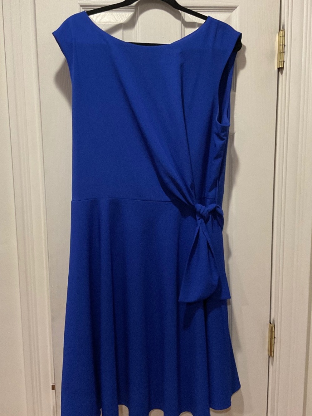 Chelsea Rose Cobalt Blue Cold Shoulder Tie Waist Dress Size: 16 Pre Owned